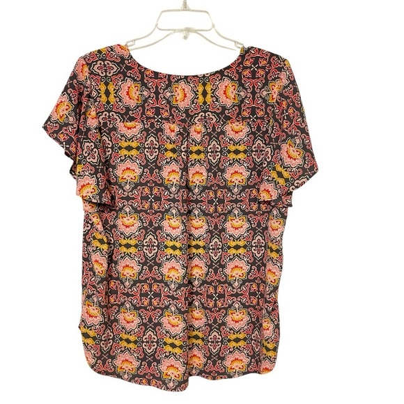 Loft Floral Flutter Sleeve V Neck Top Size LP - Picture 5 of 13